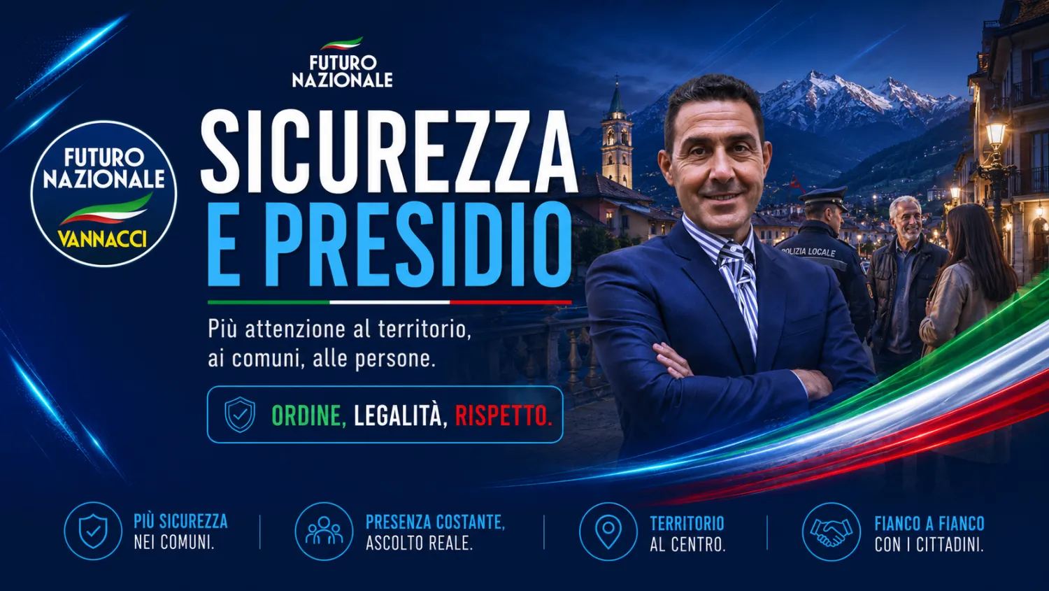 Visual Sicurezza e presidio con Roberto Vannacci in un centro urbano