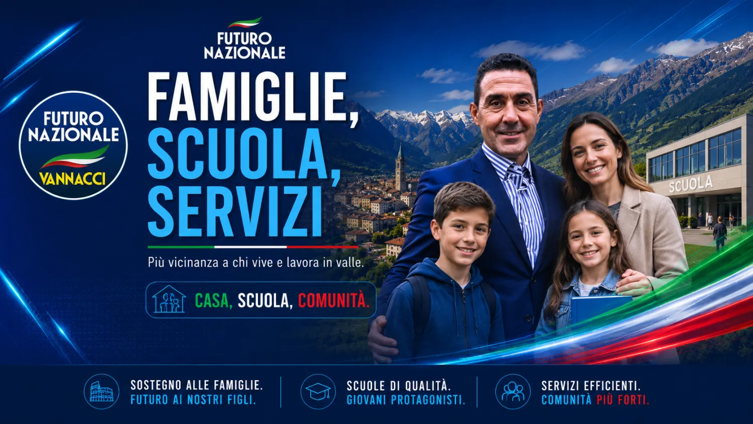 Visual Famiglie, scuola e servizi con Roberto Vannacci e una famiglia